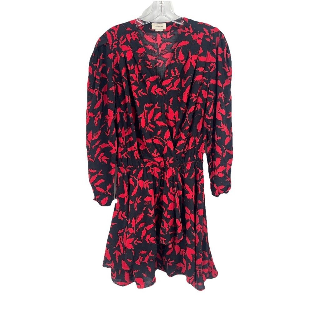 Zadig & Voltaire Rogers A Line Mini Dress Ikat Mini Black Red Dark Romantic Sz M